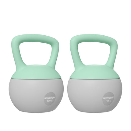 2 x 10kg Soft Kettlebell Set with Non-Slip Handle for Home Gym Strength Training - Grey and Green