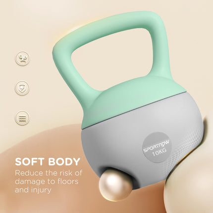 2 x 10kg Soft Kettlebell Set with Non-Slip Handle for Home Gym Strength Training - Grey and Green