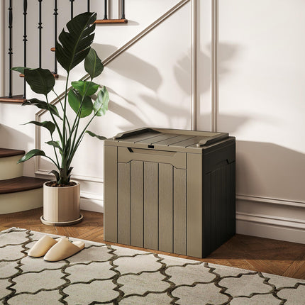 107 L Plastic Storage Chest with Lid - Dark Brown