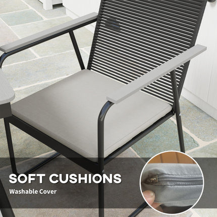 6 Seater Garden Dining Set with Weatherproof Table and Soft Cushions - Grey
