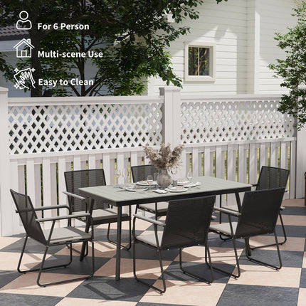 6 Seater Garden Dining Set with Weatherproof Table and Soft Cushions - Grey