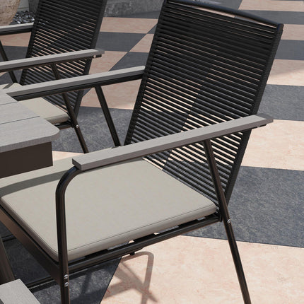 6 Seater Garden Dining Set with Weatherproof Table and Soft Cushions - Grey