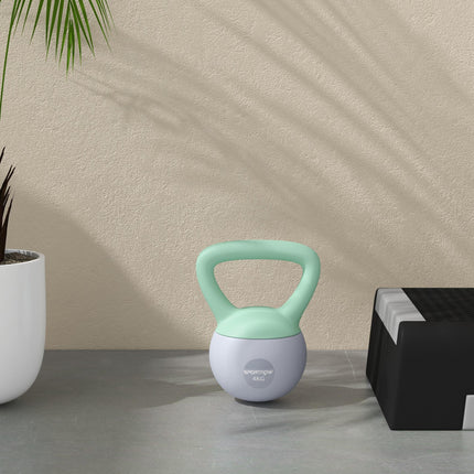 2 x 4kg Soft Kettlebell Set with Non-Slip Handle for Home Gym Strength Training Cardio - Grey and Green