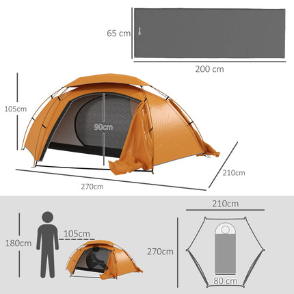 Camping Tent with Self Inflatable Mattress, 1 Person Dome Tent with Removable Ra