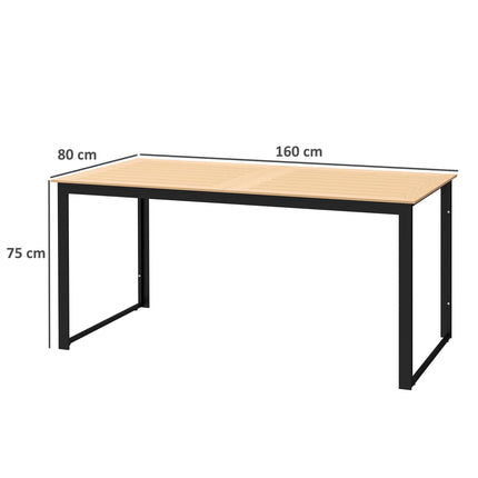 6 Seater Outdoor Dining Table Teak Effect with Metal Frame - Teak