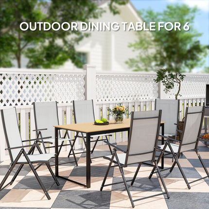 6 Seater Outdoor Dining Table Teak Effect with Metal Frame - Teak
