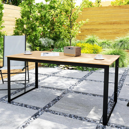 6 Seater Outdoor Dining Table Teak Effect with Metal Frame - Teak