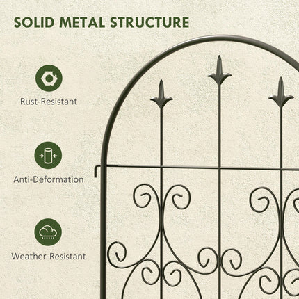 Set of 2 Metal Garden Trellis Panels with Scrollwork Design 50x150cm - Black