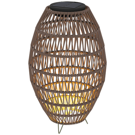 Rattan Solar Garden Lamp with Auto On/Off and Waterproof - Dark Brown