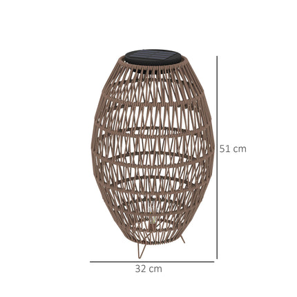 Rattan Solar Garden Lamp with Auto On/Off and Waterproof - Dark Brown
