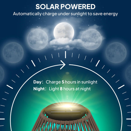 Rattan Solar Garden Lamp with Auto On/Off and Waterproof - Dark Brown