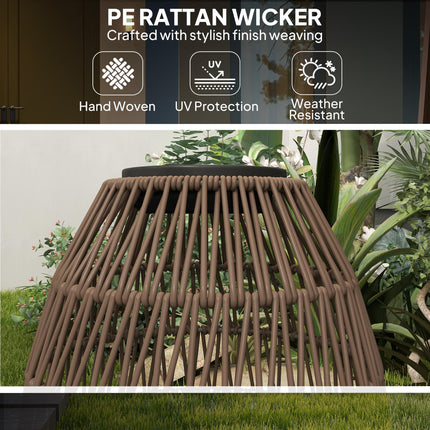 Rattan Solar Garden Lamp with Auto On/Off and Waterproof - Dark Brown