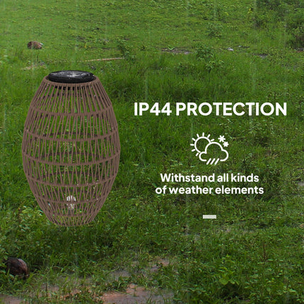 Rattan Solar Garden Lamp with Auto On/Off and Waterproof - Dark Brown
