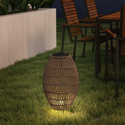 Rattan Solar Garden Lamp with Auto On/Off and Waterproof - Dark Brown