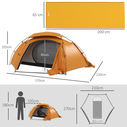 Camping Tent with Self Inflatable Mattress, 1 Person Dome Tent with Removable Ra 1