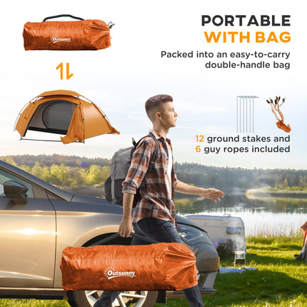 Camping Tent with Self Inflatable Mattress, 1 Person Dome Tent with Removable Ra 1