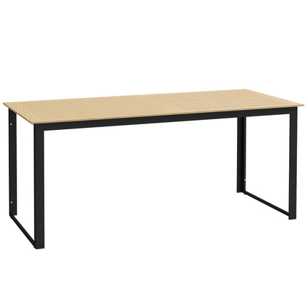 6 Seater Teak Effect Outdoor Dining Table with Metal Frame - Teak
