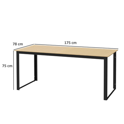 6 Seater Teak Effect Outdoor Dining Table with Metal Frame - Teak