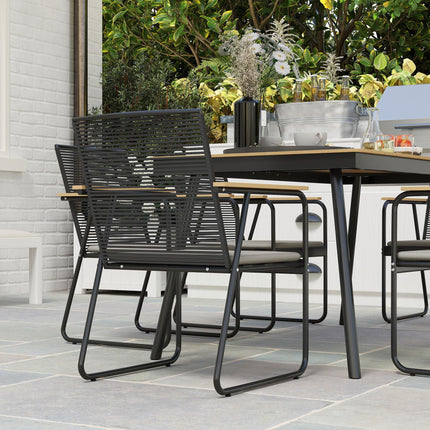 6 Seater Garden Dining Set with Cushions and Weatherproof Table - Nature Wood Finish
