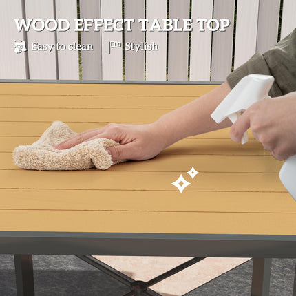 90cm Square Outdoor Garden Table with Parasol Hole - Natural Wood Finish