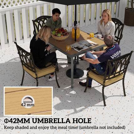 90cm Square Outdoor Garden Table with Parasol Hole - Natural Wood Finish