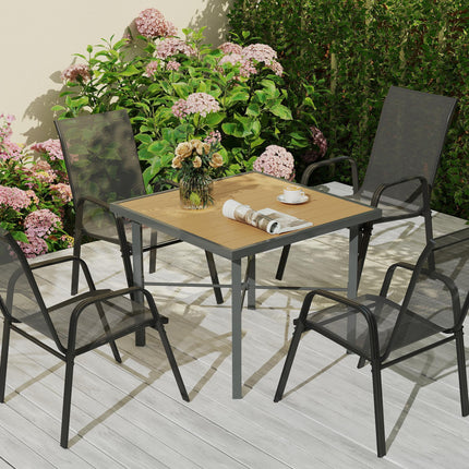 90cm Square Outdoor Garden Table with Parasol Hole - Natural Wood Finish