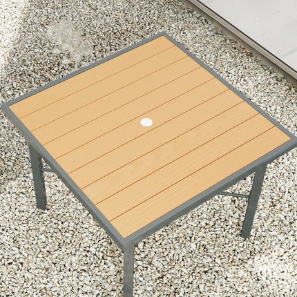 90cm Square Outdoor Garden Table with Parasol Hole - Natural Wood Finish