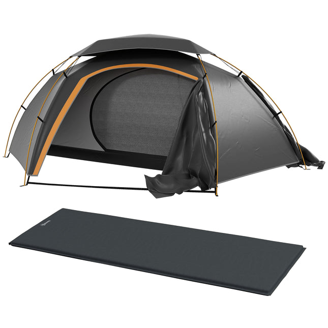 Camping Tent with Self Inflatable Mattress, 1 Person Dome Tent with Removable Ra