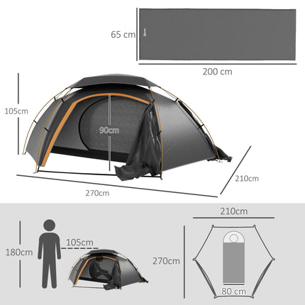 Camping Tent with Self Inflatable Mattress, 1 Person Dome Tent with Removable Ra