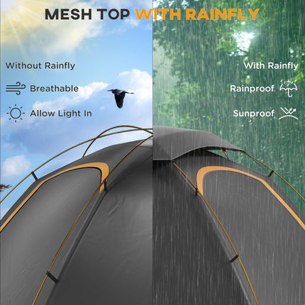 Camping Tent with Self Inflatable Mattress, 1 Person Dome Tent with Removable Ra