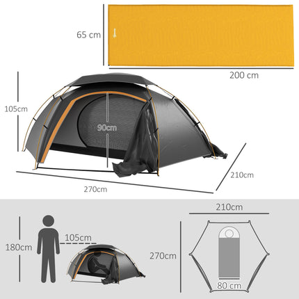 Camping Tent with Self Inflatable Mattress, 1 Person Dome Tent with Removable Ra 1