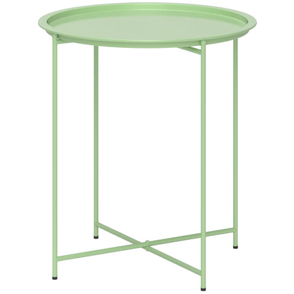 Steel Removable Tray Top Garden Table with Foldable Legs - Green