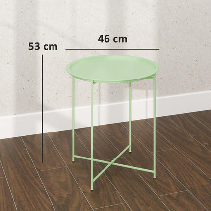 Steel Removable Tray Top Garden Table with Foldable Legs - Green
