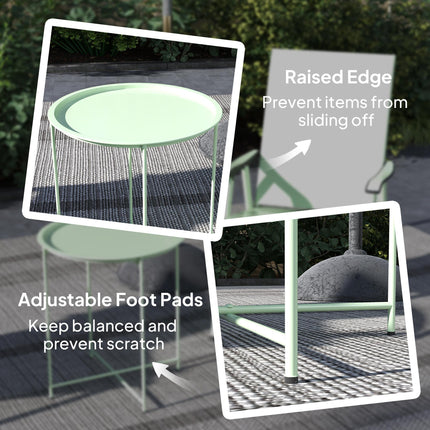 Steel Removable Tray Top Garden Table with Foldable Legs - Green