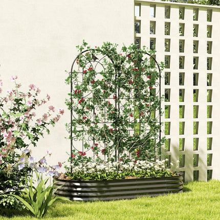 Set of 2 Metal Garden Trellis Panels with Bird Motifs 50x150cm - Black