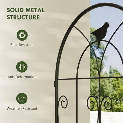 Set of 2 Metal Garden Trellis Panels with Bird Motifs 50x150cm - Black