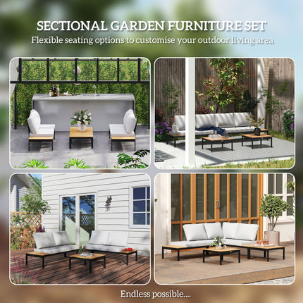 Four-Piece Garden Corner Sofa Set with 2 Loveseats & 2 Coffee Tables - Teak