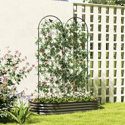 Set of 2 Garden Trellis, Metal Fence Panels for Climbing Outdoor Plants, Flowers, 180 x 50cm