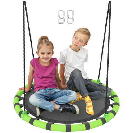100 cm Diameter Kid Nest Swing Seat with Height Adjustable Ropes for Indoor and Outdoor Use - Black
