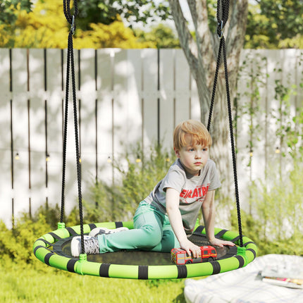 100 cm Diameter Kid Nest Swing Seat with Height Adjustable Ropes for Indoor and Outdoor Use - Black