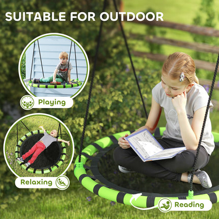 100 cm Diameter Kid Nest Swing Seat with Height Adjustable Ropes for Indoor and Outdoor Use - Black