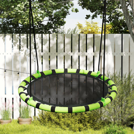 100 cm Diameter Kid Nest Swing Seat with Height Adjustable Ropes for Indoor and Outdoor Use - Black