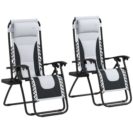 Zero Gravity Lounger Chair Set of 2, Folding Reclining Patio Chair with Padded S