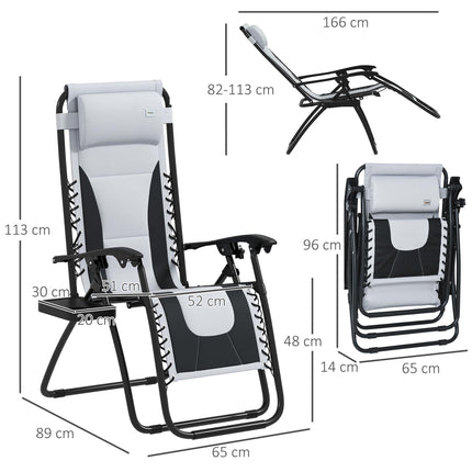 Zero Gravity Lounger Chair Set of 2, Folding Reclining Patio Chair with Padded S