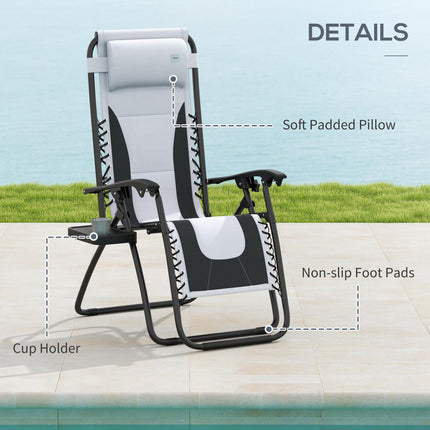 Zero Gravity Lounger Chair Set of 2, Folding Reclining Patio Chair with Padded S