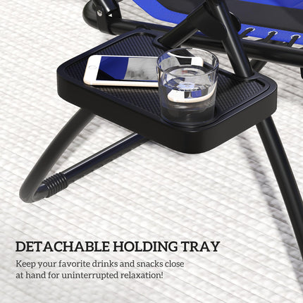 Zero Gravity Lounger Chair with Padded Cushion and Shade Cover - Blue