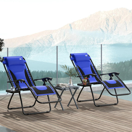 Zero Gravity Lounger Chair Set of 2, Folding Reclining Patio Chair with Padded S 1
