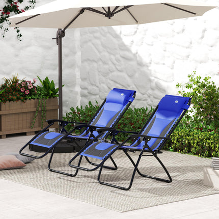 Zero Gravity Lounger Chair Set of 2, Folding Reclining Patio Chair with Padded S 1