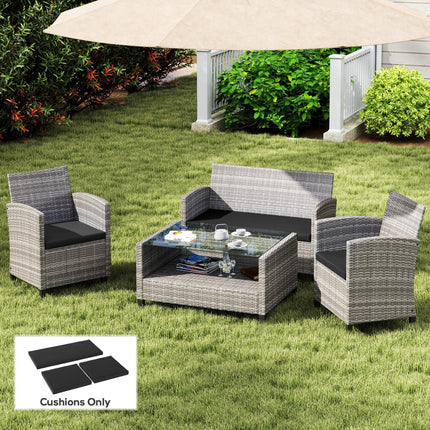 Outdoor Rattan Furniture Seat Cushion Set 3 Pieces - Black