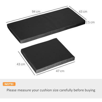 Outdoor Rattan Furniture Seat Cushion Set 3 Pieces - Black
